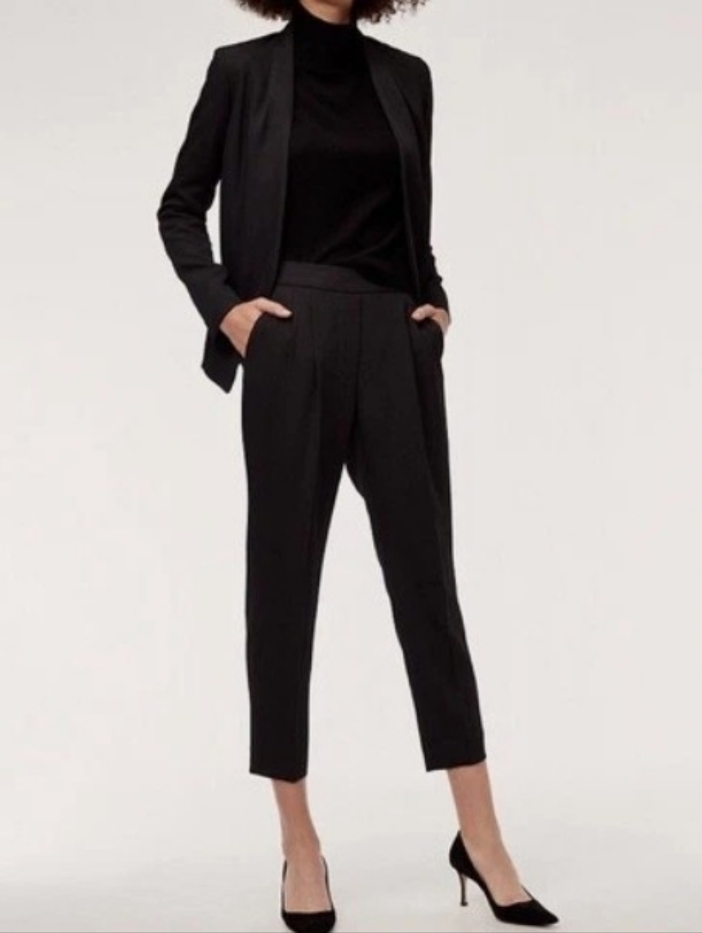 Babaton Cohen Pant Black  4 | Aritzia Cropped Ankle Career Trousers Triacetate